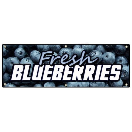 Signmission FRESH BLUEBERRIES BANNER SIGN fruit stand cart new B-72 Fresh Blue Berries